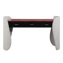 Jamonica Gray/Glossy Wood Grain Top Vanity Desk - Ornate Home
