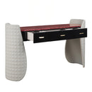 Jamonica Gray/Glossy Wood Grain Top Vanity Desk - Ornate Home