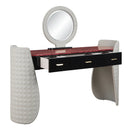 Jamonica Gray/Glossy Wood Grain Top Vanity Desk - Ornate Home