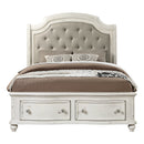 Jaqueline Gray/Antique White Eastern King Bed w/ Storage - Ornate Home