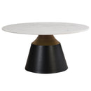 Jaramillo White Natural Marble Top/Black Coffee Table - Ornate Home