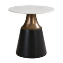 Jaramillo White Natural Marble Top/Black End Table - Ornate Home