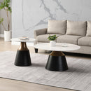 Jaramillo White Natural Marble Top/Black End Table - Ornate Home