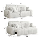 Jaya Mondo Gray Corduroy Power Motion Sofa w/Sleeper & USB Port - Ornate Home