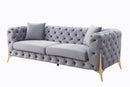 Jelanea Gray/Gold Sofa w/ 2 Pillows - Ornate Home