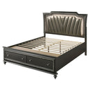 Kaitlyn Metallic Gray Eastern King Bed w/ Led & Storage - Ornate Home
