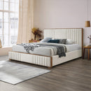 Kaleea Beige Chenille / Walnut Finish Eastern King Bed - Ornate Home