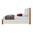 Kaleea Beige Chenille / Walnut Finish Eastern King Bed - Ornate Home