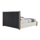 Kaleea Beige Chenille / Walnut Finish Queen Bed - Ornate Home