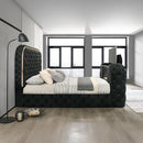 Kana Black Eastern King Bed w/LED & Fireplace & TV Stand - Ornate Home
