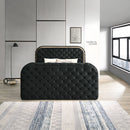 Kana Black Eastern King Bed w/LED & Fireplace & TV Stand - Ornate Home