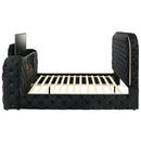 Kana Black Eastern King Bed w/LED & Fireplace & TV Stand - Ornate Home