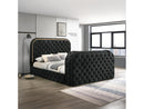 Kana Black Eastern King Bed w/LED & Fireplace & TV Stand - Ornate Home