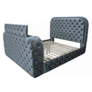 Kana Gray Eastern King Bed w/LED, Fireplace & TV Stand - Ornate Home