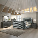 Kana Gray Queen Bed w/LED, Fireplace & TV Stand - Ornate Home