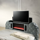 Kana Gray Queen Bed w/LED, Fireplace & TV Stand - Ornate Home