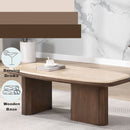 Kasha Travertine Top/Walnut Coffee Table - Ornate Home