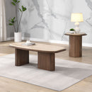 Kasha Travertine Top/Walnut Coffee Table - Ornate Home