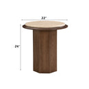 Kasha Travertine Top/Walnut End Table - Ornate Home