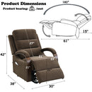 Kayla Chocolate Power Recliner w/Lift & Heating & Massage - Ornate Home
