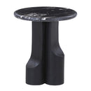 Kinton Natural Marble Top/ Black Mercana End Table - Ornate Home