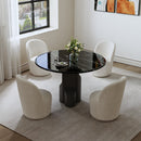 Kinton Natural Marble Top/ Black Mercana Round Dining Table - Ornate Home