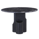 Kinton Natural Marble Top/ Black Mercana Round Dining Table - Ornate Home