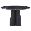 Kinton Natural Marble Top/ Black Mercana Round Dining Table - Ornate Home