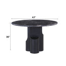 Kinton Natural Marble Top/ Black Mercana Round Dining Table - Ornate Home