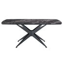 Klaus Crystal Tempered Glass Top/Black Dining Table - Ornate Home
