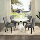 Koen Engineering Marble Top/White/Black Round Dining Table - Ornate Home