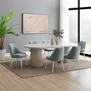 Laela Light Blue Boucle & White Side Chair (Set of 2) - Ornate Home