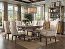 Landon Beige Linen & Salvage Brown Dining Chair / 1pc - Ornate Home