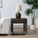 Lanza Dark Walnut End Table w/Drawer - Ornate Home