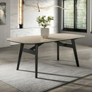 Lark Travertine Top/Black Dining Table - Ornate Home