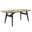Lark Travertine Top/Black Dining Table - Ornate Home