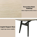 Lark Travertine Top/Black Dining Table - Ornate Home