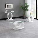 Larry Glass Top/White High Gloss End Table - Ornate Home