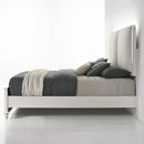 Laveda Light Gray Boucle & Pearl White Eastern King Bed W/Led - Ornate Home