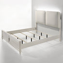 Laveda Light Gray Boucle & Pearl White Eastern King Bed W/Led - Ornate Home