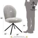 Lawton Gray Boucle & Black Side Chair W/Swivel (Set of 2) - Ornate Home