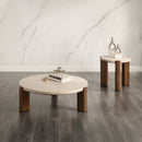 Leonardo Travertine Top/Dark Oak Coffee Table - Ornate Home