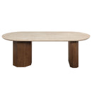 Leonardo Travertine Top/Dark Oak Dining Table - Ornate Home