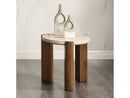 Leonardo Travertine Top/Dark Oak End Table - Ornate Home