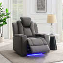 Leuco Gray Power Motion Recliner w/Cup Holder, Control, LED & Power Headrest - Ornate Home