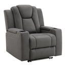 Leuco Gray Power Motion Recliner w/Cup Holder, Control, LED & Power Headrest - Ornate Home