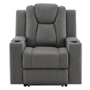 Leuco Gray Power Motion Recliner w/Cup Holder, Control, LED & Power Headrest - Ornate Home