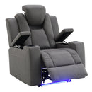 Leuco Gray Power Motion Recliner w/Cup Holder, Control, LED & Power Headrest - Ornate Home