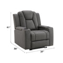 Leuco Gray Power Motion Recliner w/Cup Holder, Control, LED & Power Headrest - Ornate Home