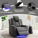 Leuco Gray Power Motion Recliner w/Cup Holder, Control, LED & Power Headrest - Ornate Home